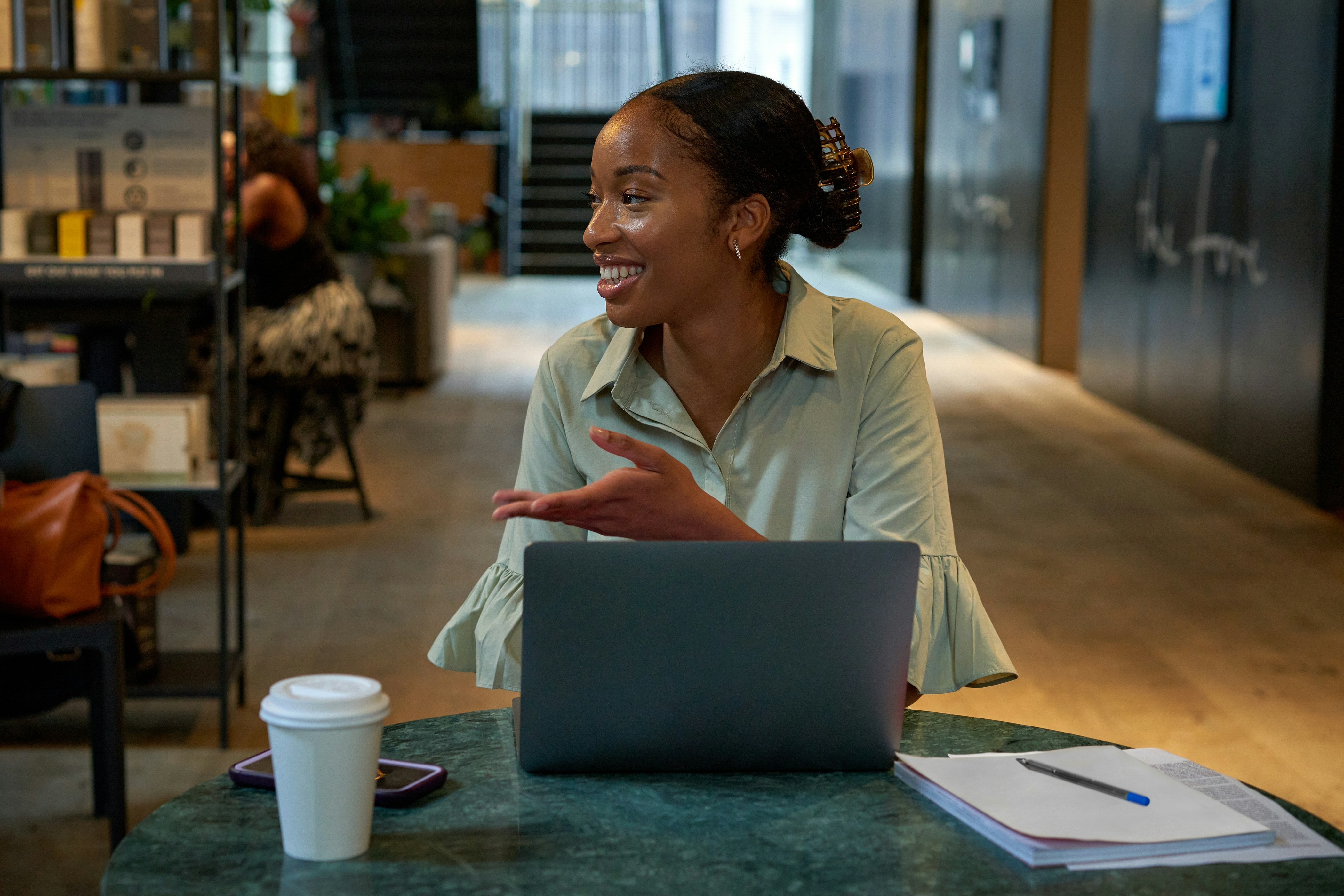 Client using laptop to access online portal